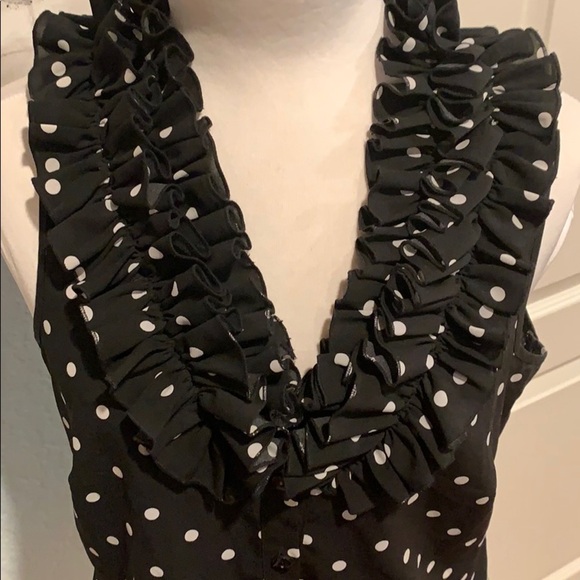 Spense B&W Polka Dot Blouse • Sz S - Picture 2 of 11